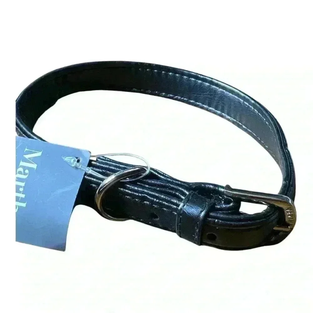 Martha Stewart Black Leather Buckle Dog Collar